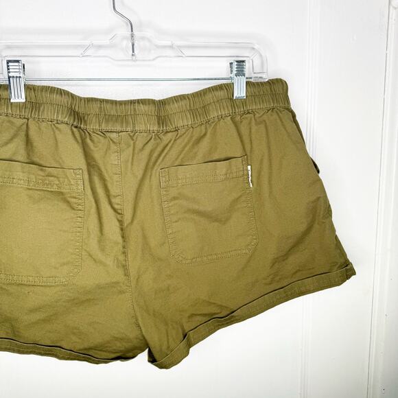 PACT Green Woven Twill Pull On Shorts Organic Cotton Drawstring Rolled Hem XL - Picture 12 of 14